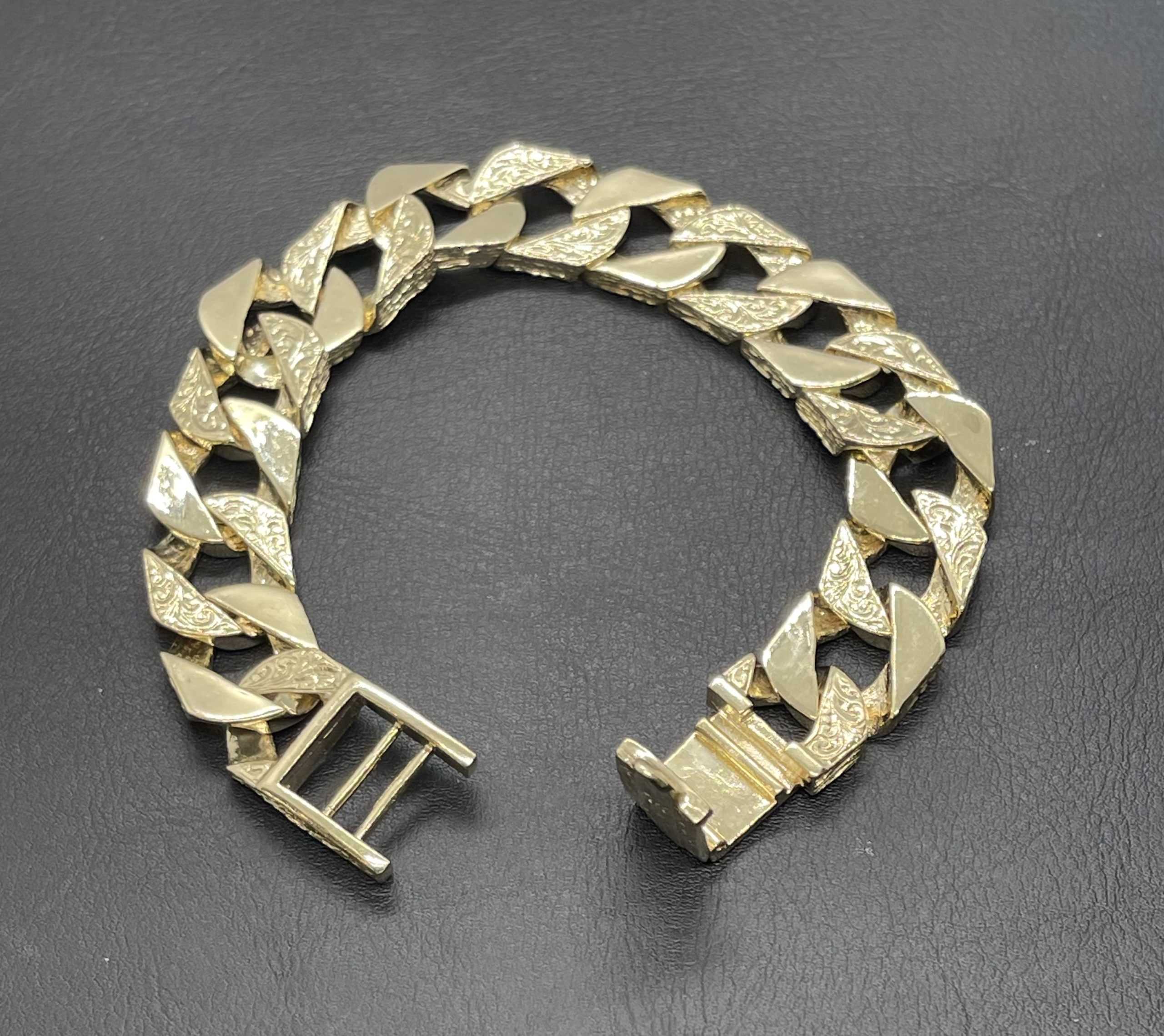 9ct Yellow Gold on Silver Men's Chunky Heavy Curb Bracelet - 9 inch / 15mm  Width | eBay